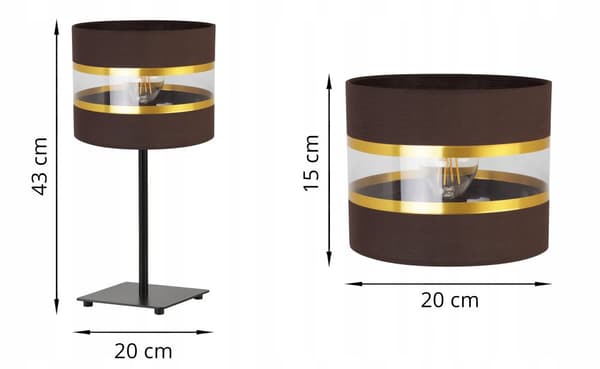 SÄNGBORDSLAMPA ELEGANT GULD LAMPSKÄRM 20 CM