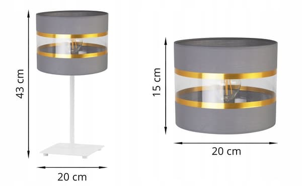 SÄNGBORDSLAMPA ELEGANT GULD LAMPSKÄRM 20 CM