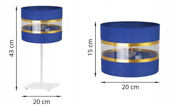 SÄNGBORDSLAMPA ELEGANT GULD LAMPSKÄRM 20 CM
