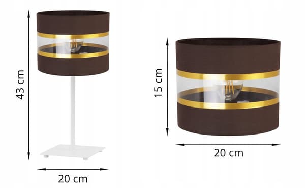 SÄNGBORDSLAMPA ELEGANT GULD LAMPSKÄRM 20 CM