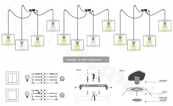 HÄNGA TAKSLAMPA LJUSKLUSTA LAMPSKÄRM MODERN