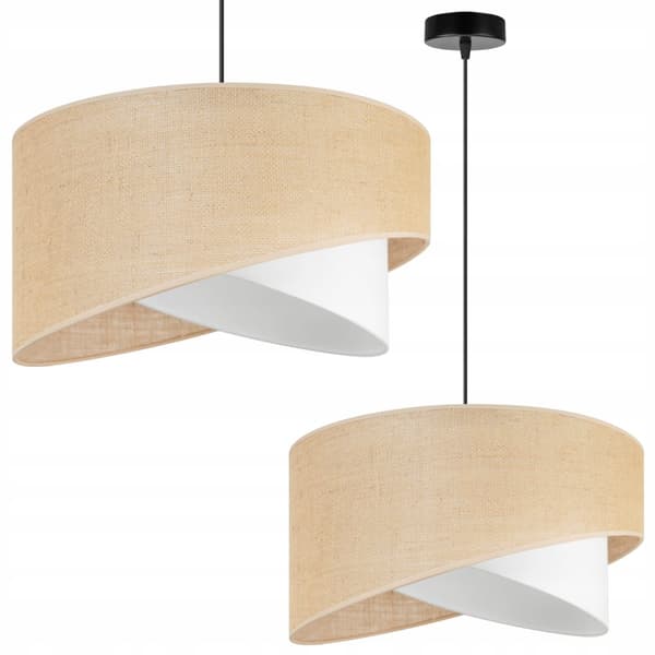 HÄNGLAMPA TAK LJUSKANT LAMPSKÄRM VIT JUTE