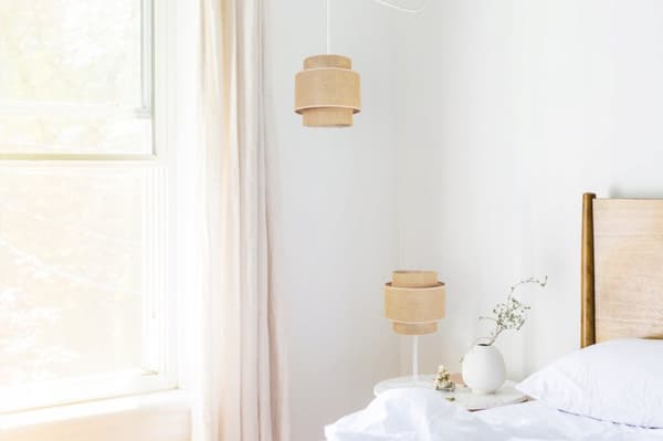 NATTBORDSLAMPA LAMPSKÄRM BOHO JUTA 20 CM
