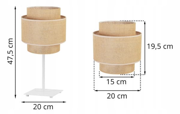 NATTBORDSLAMPA LAMPSKÄRM BOHO JUTA 20 CM