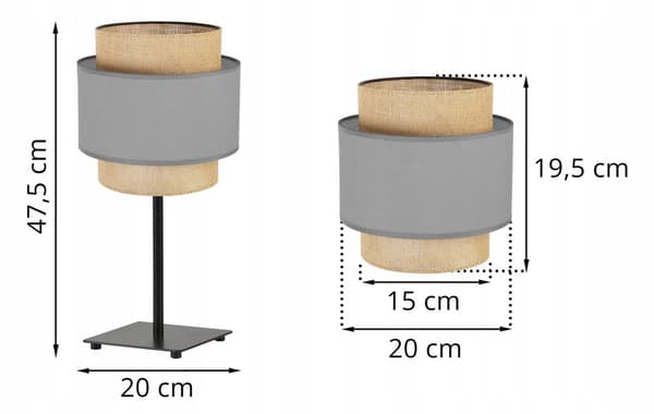 YÖPÖYTÄVALAISIN LAMPPUVARJOS BOHO JUTA 20 CM