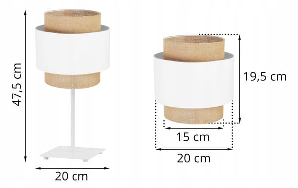 YÖPÖYTÄVALAISIN LAMPPUVARJOS BOHO JUTA 20 CM