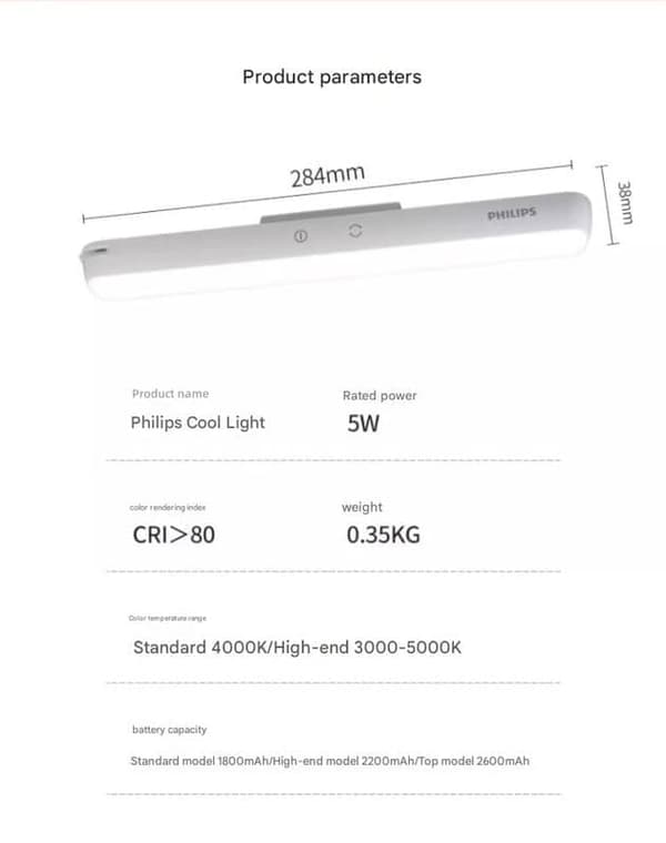 Philips cool lampa högskolestudent arbetsrum ögonskydd skrivbordslampa sänglampa magnetisk laddningsbar skrivbord sovsal sovrumslampa