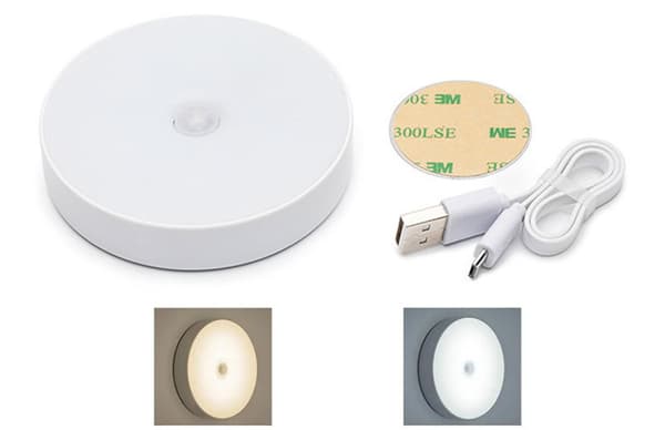LED-LAMPE MED BEVÆGELSESSENSOR, USB, INDUKTIV GARDEROBE, 120 GRADER, KOLDFARVE