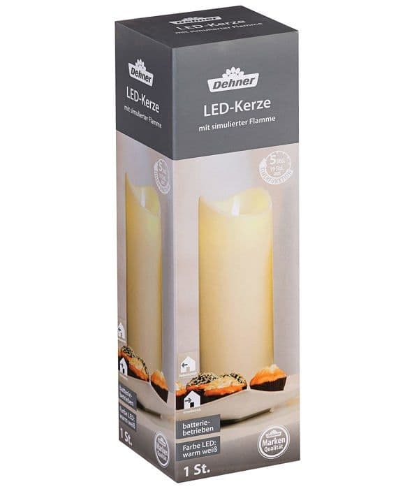 Dehner dekorativ lampa - 4369062 - Uteljus med LED-belysning 9 cm, höjd 30 cm, krämplast
