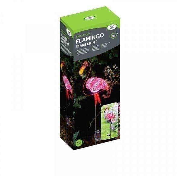 Rosa solenergi lysande metall flamingo att sticka