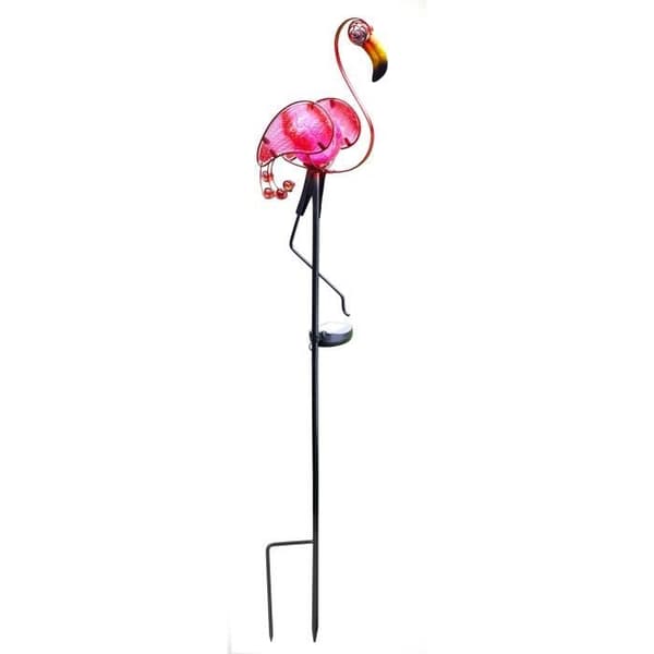 Rosa solenergi lysande metall flamingo att sticka