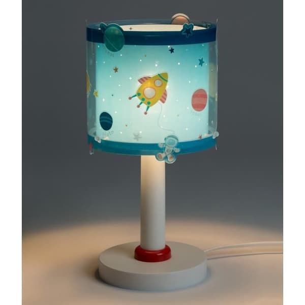 Dalber - Sänglampa för barn - Planeter - Motiv av solsystemets planeter, L 15 cm, H 30 cm, Blå