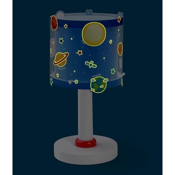 Dalber - Sänglampa för barn - Planeter - Motiv av solsystemets planeter, L 15 cm, H 30 cm, Blå