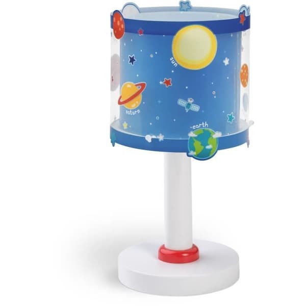 Dalber - Sänglampa för barn - Planeter - Motiv av solsystemets planeter, L 15 cm, H 30 cm, Blå Blå