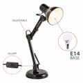 Miniatyrbild 4 av 4: LED skrivbordslampa svart bordslampa retrodesign metall orienterbar &amp; vridbar