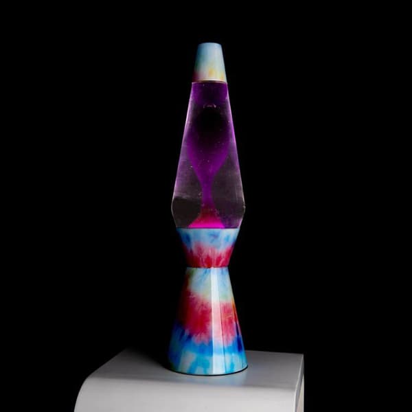 Lavalampa - FISURA - Tie Dye - Flerfärgad bas - Lila vätska - 40 cm