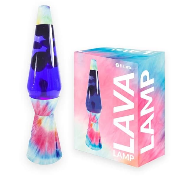 Lavalampa - FISURA - Tie Dye - Flerfärgad bas - Lila vätska - 40 cm