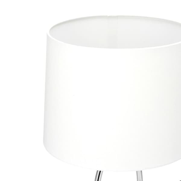 Relaxdays Bordslampa Silver Rund Skärm Modern Sänglampa Strykjärn Design HxBxD: 51 x 28 x 28 cm, Vit