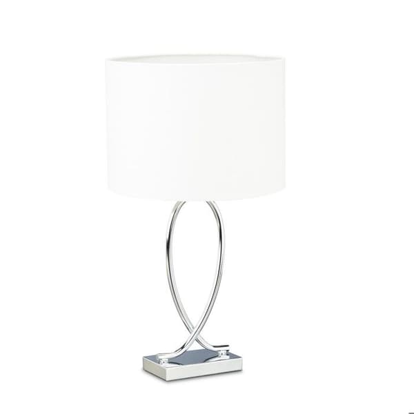Relaxdays Bordslampa Silver Rund Skärm Modern Sänglampa Strykjärn Design HxBxD: 51 x 28 x 28 cm, Vit