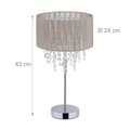 Miniatyrbild 4 av 6: Relaxdays Crystal Bordslampa, Organza Skärm, Rund Sockel, Nattljus, HxD, Grå/Silver 43 x 24 Grå/Silver