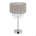 Miniatyrbild 1 av 6: Relaxdays Crystal Bordslampa, Organza Skärm, Rund Sockel, Nattljus, HxD, Grå/Silver 43 x 24 Grå/Silver