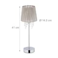 Miniatyrbild 4 av 6: Relaxdays Crystal Bordslampa, Organza Skärm, Rund Sockel, Nattljus, HxD 41 x 14,5 cm, Grå/Silver