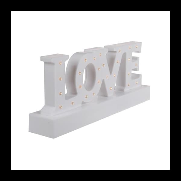 Bordslampor - Plast Led "LOVE" - Vit - L 31,2 cm x B 6,5 cm x H 13,1 cm