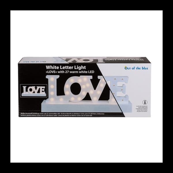 Bordslampor - Plast Led "LOVE" - Vit - L 31,2 cm x B 6,5 cm x H 13,1 cm