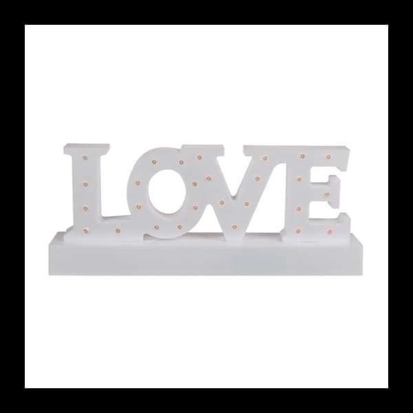 Bordslampor - Plast Led "LOVE" - Vit - L 31,2 cm x B 6,5 cm x H 13,1 cm