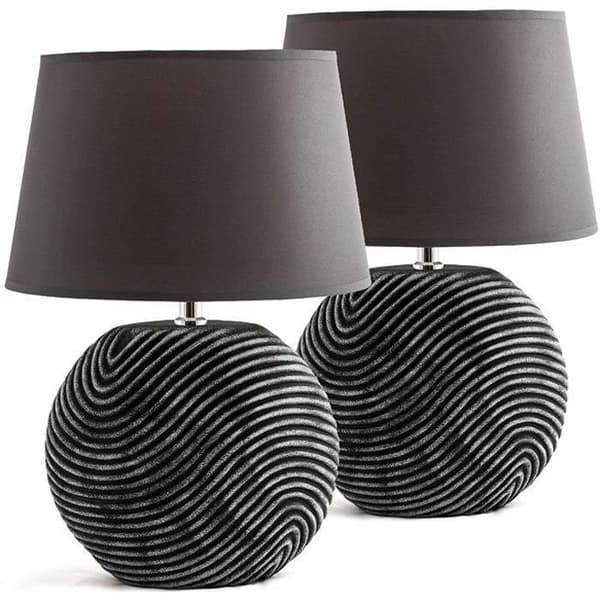 Bordslampa - BRUBAKER - 2-pack - Skärm i antracit - Fot i keramik - Höjd 38 cm