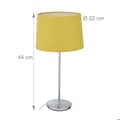 Miniatyrbild 4 av 6: Relaxdays bordslampa med lampskärm, kromad fot, sockel 14, vardagsrum och sovrum, nattlampa, gul.