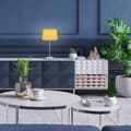Miniatyrbild 2 av 6: Relaxdays bordslampa med lampskärm, kromad fot, sockel 14, vardagsrum och sovrum, nattlampa, gul.