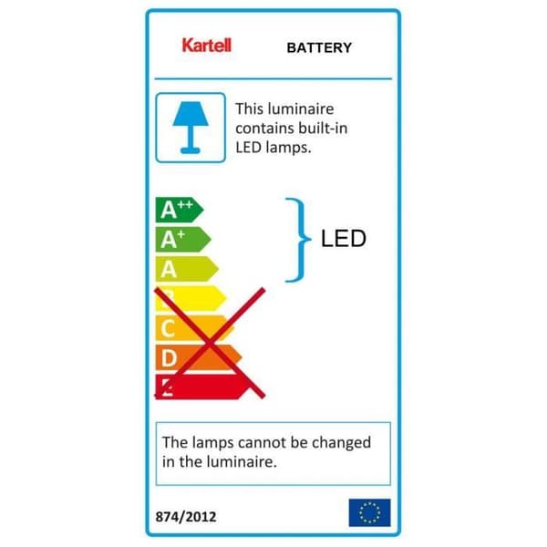 Bärbar lampa - Kartell - Batteri - LED uppladdningsbar - Krom och transparent - H22cm