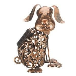 Solardekoration - SMART SOLAR - Ljusande metallhund - Åldrat koppar - Utomhus