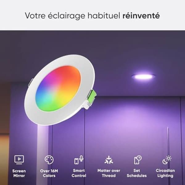 Nanoleaf Matter Essentials Pack med 4 RGBW LED-inbyggda spotlights - Smarta lampor, Matter över Thread, Bluetooth