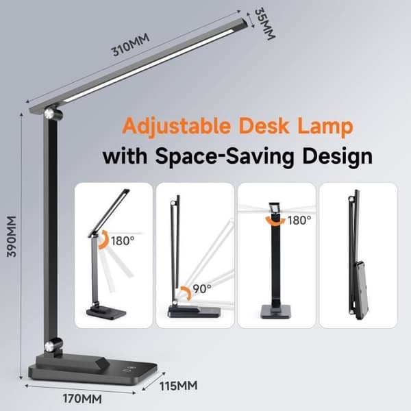 LED-skrivbordslampa Justerbar 15 Ljuslägen One Fire