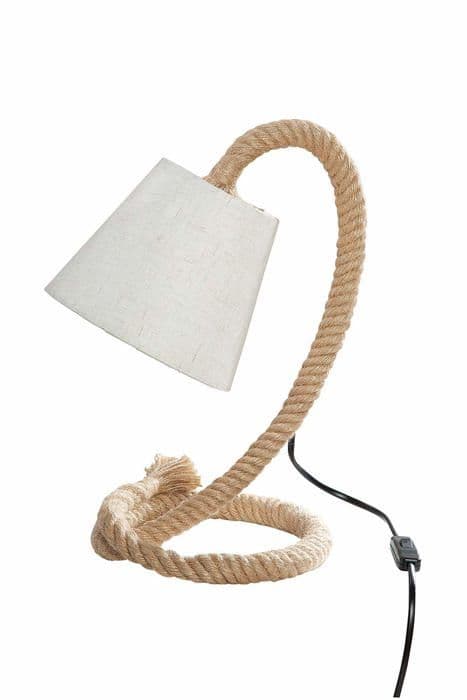 Gilde bordslampa - 46050 - Taupe lampa - i metall med tau mönster och Cream lampskärm Höjd 35 cm