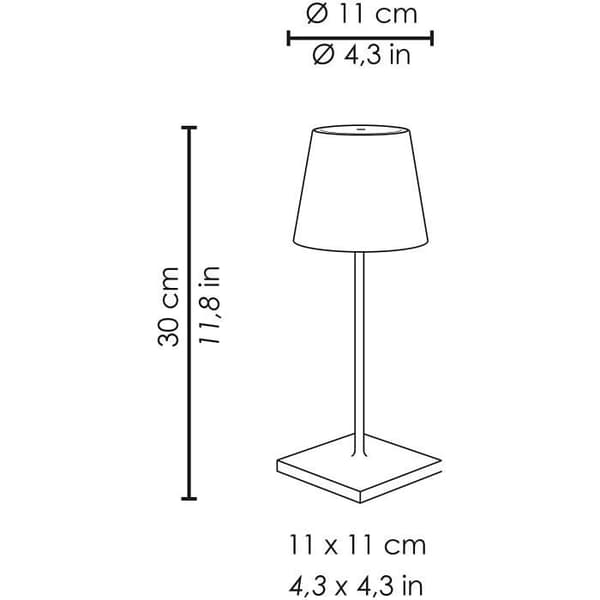Bordslampa - Zafferano - Poldina MINI PRO - Mörkgrå - Uppladdningsbar USB - Dimmbar LED