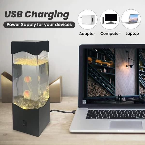 RGB medusalampe USB DC 5V Skrivbordslampa för akvarium Nattlampa med 16 föränderliga färger Dekoration för vardagsrum, sovrum