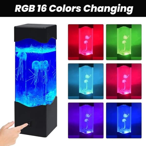 RGB medusalampe USB DC 5V Skrivbordslampa för akvarium Nattlampa med 16 föränderliga färger Dekoration för vardagsrum, sovrum