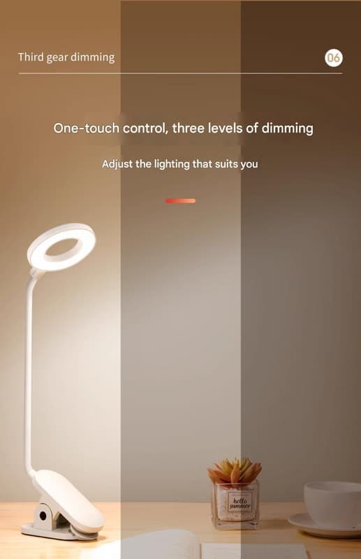 Philips genopladelig skrivebordslampe med øjenbeskyttelse, bogreol til studieboliger, artefaktclips