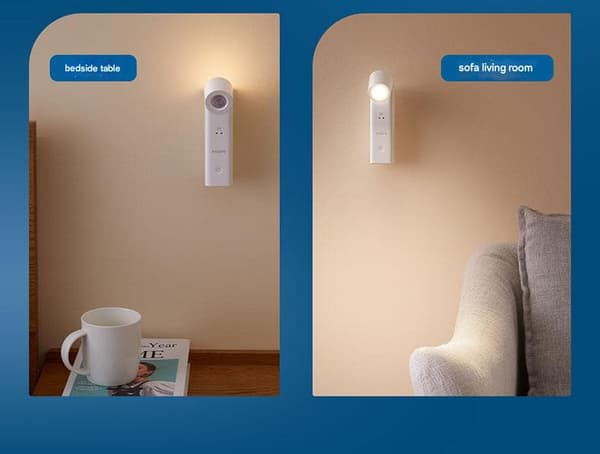 Philips LED-sänglampa, uppladdningsbar läsvägglampa, Coolxuan multifunktionslampa