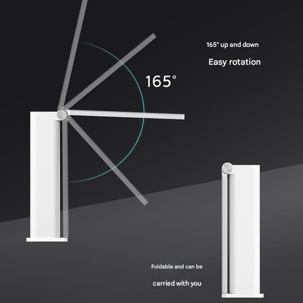 Philips foldbar bærbar skrivebordslampe, genopladelig og indbygget LED-øjenbeskyttelseslampe