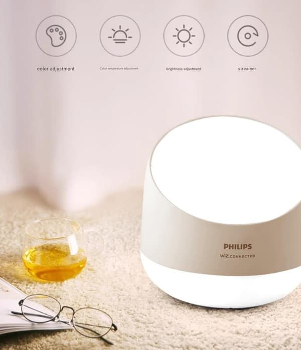 Philips Wiz sänglampa, kreativ smart bordslampa för sovrummet som förändrar färg och stämning,