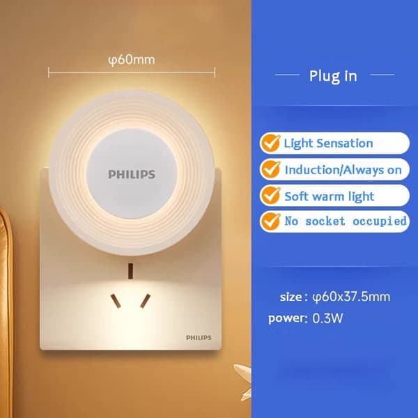 philips induktionslampe natlys menneskekrop induktionslys kontrolleret natseng kant gangbro plug-in soveværelse sovelampe