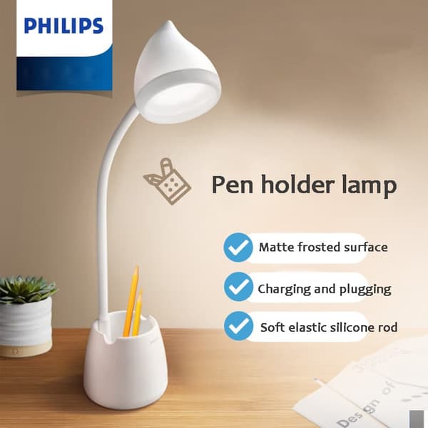 Philips Skrivebordslampe LED Øjenbeskyttelse Speciel Studerende Sovesal Studie Lektielampe Genopladelig Sengelampe