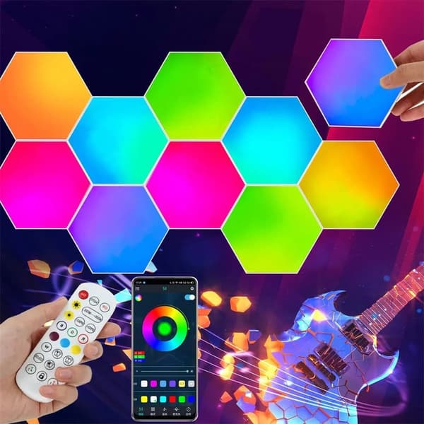 OBOSOE Hexagon LED-Vägglampa, 6 Moduler, RGB med App- och Musiksynk