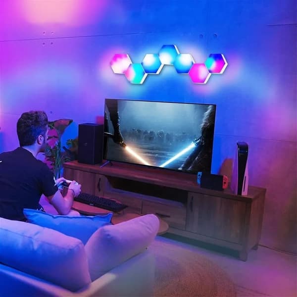 OBOSOE Hexagon LED-Vägglampa, 6 Moduler, RGB med App- och Musiksynk