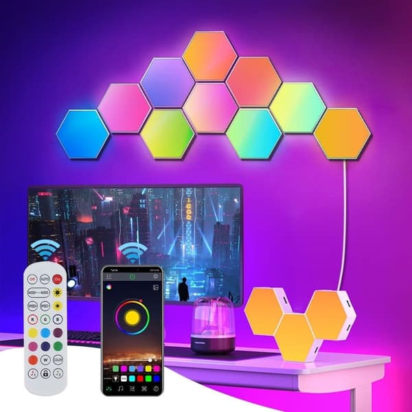 OBOSOE Hexagon LED-Vägglampa, 6 Moduler, RGB med App- och Musiksynk