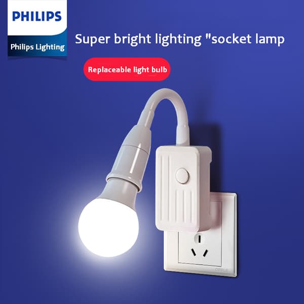 Philips LED-pære til husholdningsbrug med kontakt, superlysstærk og energibesparende væglampe